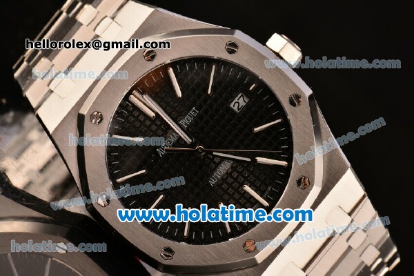 Audemars Piguet Royal Oak Asia 2813 Automatic Stainless Steel Case with Black Dial and Stick Markers - Click Image to Close